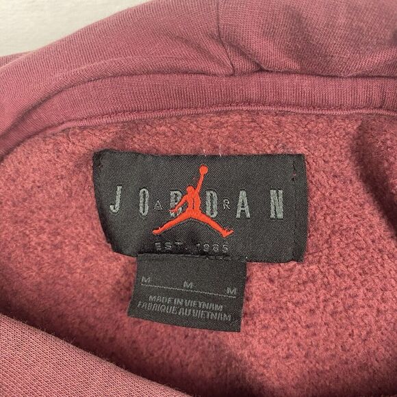 Jordan Hoodie Adult Medium Cherry Red Sweatshirt Logo Pockets Pullover Casual - Picture 10 of 11